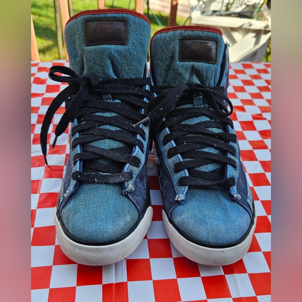 Nike Blazer high top selvage denim tennis shoes